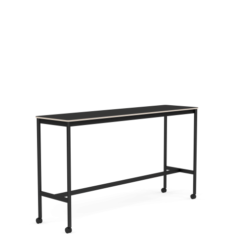 MUUTO stół barowy na kółkach BASE HIGH 190x50x105h czarny nanolaminat / sklejka / czarna podstawa