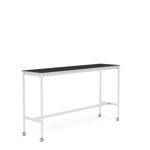 MUUTO stół barowy na kółkach BASE HIGH 190x50x105h czarny nanolaminat / sklejka / biała podstawa