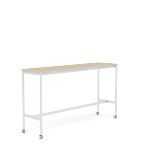 MUUTO stół barowy na kółkach BASE HIGH 190x50x105h fornir dębowy / sklejka / biała podstawa