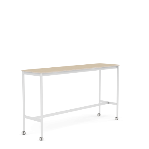 MUUTO stół barowy na kółkach BASE HIGH 190x50x105h fornir dębowy / sklejka / biała podstawa