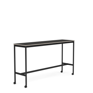 MUUTO stół barowy na kółkach BASE HIGH 190x50x105h czarne linoleum / sklejka / czarna podstawa