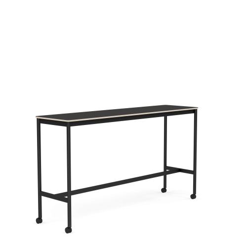 MUUTO stół barowy na kółkach BASE HIGH 190x50x105h czarne linoleum / sklejka / czarna podstawa