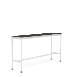 MUUTO stół barowy na kółkach BASE HIGH 190x50x105h czarne linoleum / sklejka / biała podstawa