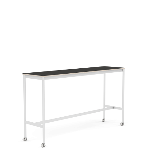 MUUTO stół barowy na kółkach BASE HIGH 190x50x105h czarne linoleum / sklejka / biała podstawa