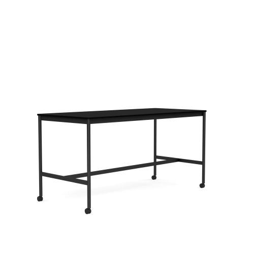 MUUTO stół barowy na kółkach BASE HIGH 190x85x95h czarny laminat / czarny ABS / czarna podstawa