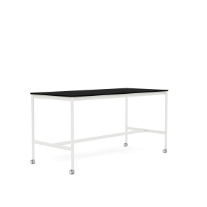 MUUTO stół barowy na kółkach BASE HIGH 190x85x95h czarny laminat / czarny ABS / biała podstawa