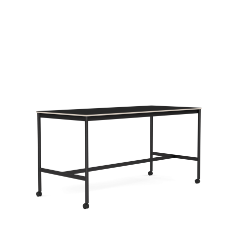 MUUTO stół barowy na kółkach BASE HIGH 190x85x95h czarny laminat / sklejka / czarna podstawa