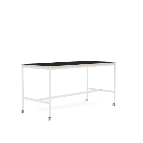 MUUTO stół barowy na kółkach BASE HIGH 190x85x95h czarny laminat / sklejka / biała podstawa