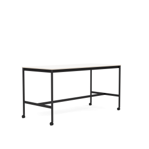 MUUTO stół barowy na kółkach BASE HIGH 190x85x95h biały laminat / sklejka / czarna podstawa
