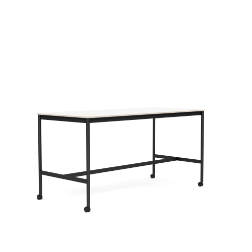 MUUTO stół barowy na kółkach BASE HIGH 190x85x95h biały laminat / sklejka / czarna podstawa