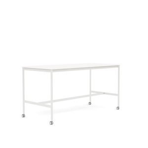 MUUTO stół barowy na kółkach BASE HIGH 190x85x95h biały laminat / biały ABS / biała podstawa