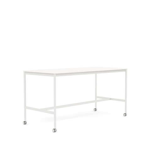 MUUTO stół barowy na kółkach BASE HIGH 190x85x95h biały laminat / biały ABS / biała podstawa