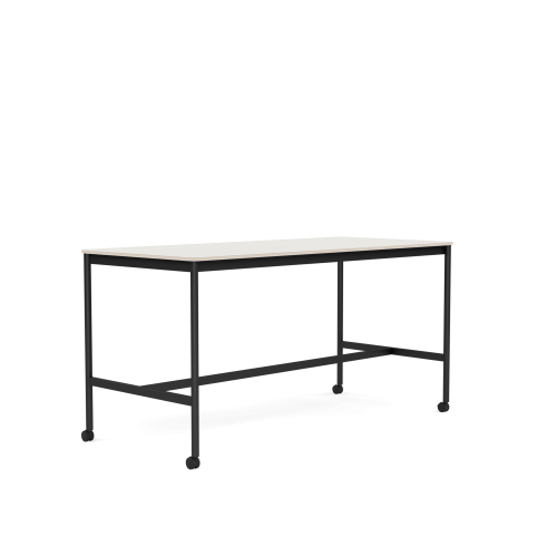 MUUTO stół barowy na kółkach BASE HIGH 190x85x95h biały nanolaminat / sklejka / czarna podstawa