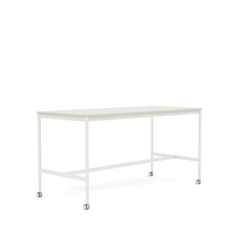 MUUTO stół barowy na kółkach BASE HIGH 190x85x95h biały nanolaminat / sklejka / biała podstawa