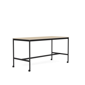 MUUTO stół barowy na kółkach BASE HIGH 190x85x95h fornir dębowy / sklejka / czarna podstawa