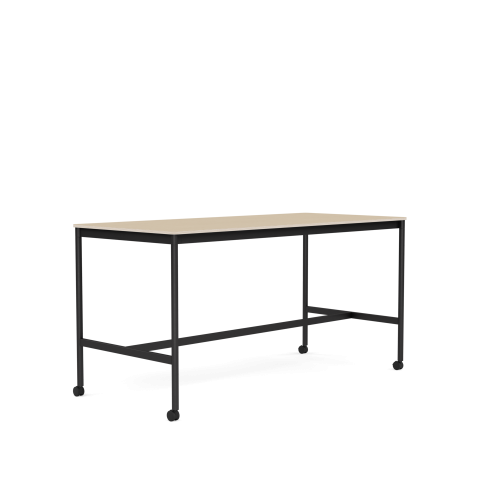 MUUTO stół barowy na kółkach BASE HIGH 190x85x95h fornir dębowy / sklejka / czarna podstawa