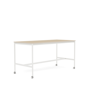 MUUTO stół barowy na kółkach BASE HIGH 190x85x95h fornir dębowy / sklejka / biała podstawa