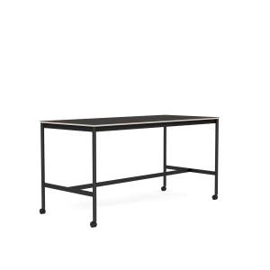 MUUTO stół barowy na kółkach BASE HIGH 190x85x95h czarne linoleum / sklejka / czarna podstawa