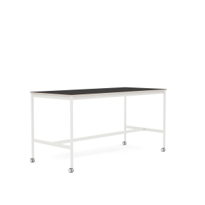 MUUTO stół barowy na kółkach BASE HIGH 190x85x95h czarne linoleum / sklejka / biała podstawa