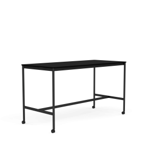 MUUTO stół barowy na kółkach BASE HIGH 190x85x105h czarny laminat / czarny ABS / czarna podstawa