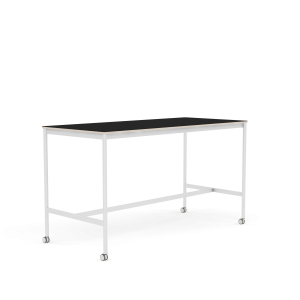 MUUTO stół barowy na kółkach BASE HIGH 190x85x105h czarny laminat / sklejka / biała podstawa