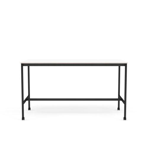 MUUTO stół barowy na kółkach BASE HIGH 190x85x105h biały laminat / sklejka / czarna podstawa