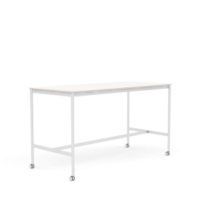 MUUTO stół barowy na kółkach BASE HIGH 190x85x105h biały laminat / sklejka / biała podstawa