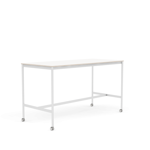 MUUTO stół barowy na kółkach BASE HIGH 190x85x105h biały laminat / sklejka / biała podstawa