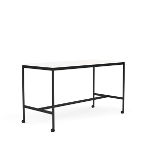 MUUTO stół barowy na kółkach BASE HIGH 190x85x105h biały laminat / biały ABS / czarna podstawa