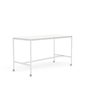 MUUTO stół barowy na kółkach BASE HIGH 190x85x105h biały laminat / biały ABS / biała podstawa
