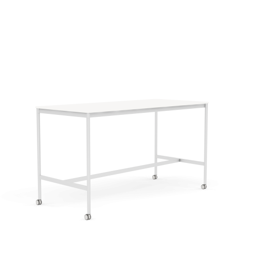 MUUTO stół barowy na kółkach BASE HIGH 190x85x105h biały laminat / biały ABS / biała podstawa