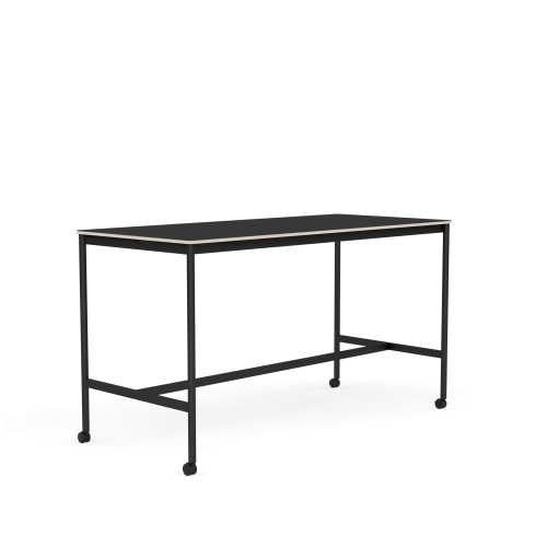 MUUTO stół barowy na kółkach BASE HIGH 190x85x105h czarny nanolaminat / sklejka / czarna podstawa