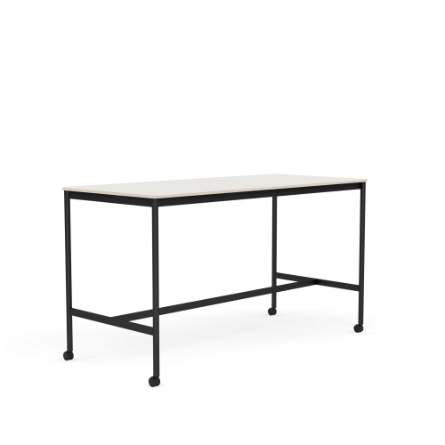 MUUTO stół barowy na kółkach BASE HIGH 190x85x105h biały nanolaminat / sklejka / czarna podstawa