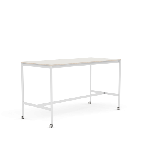 MUUTO stół barowy na kółkach BASE HIGH 190x85x105h biały nanolaminat / sklejka / biała podstawa