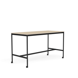 MUUTO stół barowy na kółkach BASE HIGH 190x85x105h fornir dębowy / sklejka / czarna podstawa