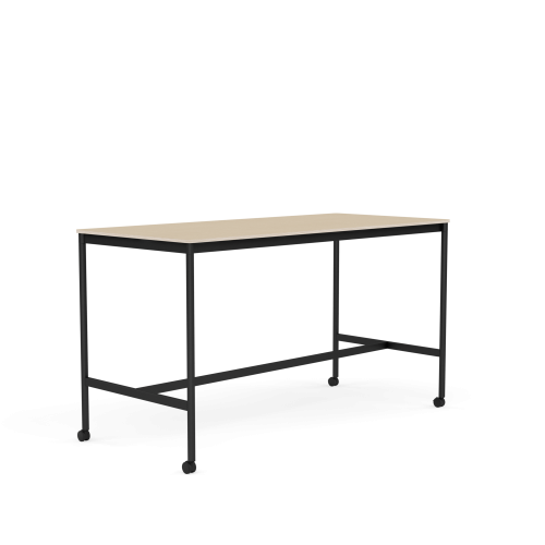 MUUTO stół barowy na kółkach BASE HIGH 190x85x105h fornir dębowy / sklejka / czarna podstawa