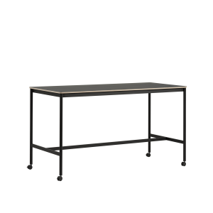 MUUTO stół barowy na kółkach BASE HIGH 190x85x105h czarne linoleum / sklejka / czarna podstawa