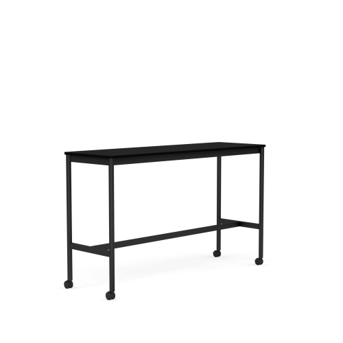 MUUTO stół barowy na kółkach BASE HIGH 160x50x95h czarny laminat / czarny ABS / czarna podstawa