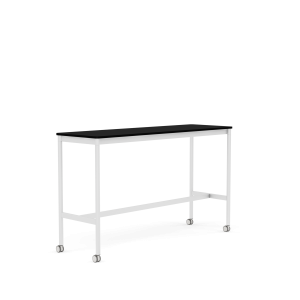 MUUTO stół barowy na kółkach BASE HIGH 160x50x95h czarny laminat / czarny ABS / biała podstawa