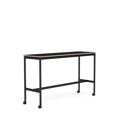 MUUTO stół barowy na kółkach BASE HIGH 160x50x95h czarny laminat / sklejka / czarna podstawa