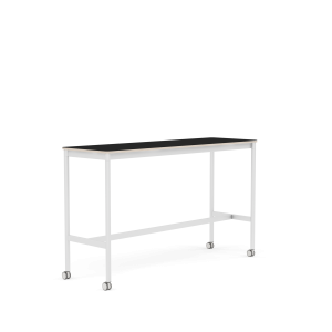 MUUTO stół barowy na kółkach BASE HIGH 160x50x95h czarny laminat / sklejka / biała podstawa