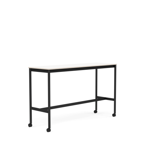 MUUTO stół barowy na kółkach BASE HIGH 160x50x95h biały laminat / sklejka / czarna podstawa