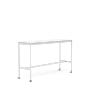 MUUTO stół barowy na kółkach BASE HIGH 160x50x95h biały laminat / sklejka / biała podstawa