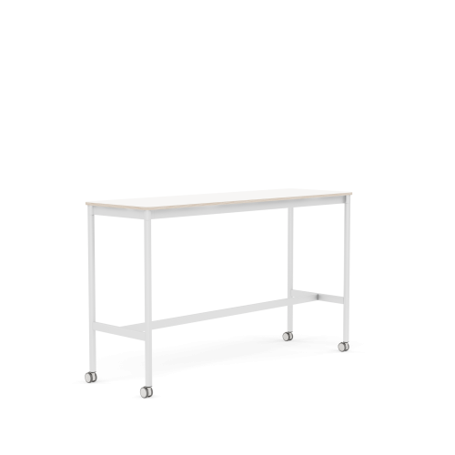 MUUTO stół barowy na kółkach BASE HIGH 160x50x95h biały laminat / sklejka / biała podstawa