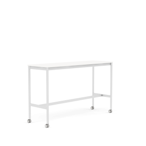 MUUTO stół barowy na kółkach BASE HIGH 160x50x95h biały laminat / biały ABS / biała podstawa