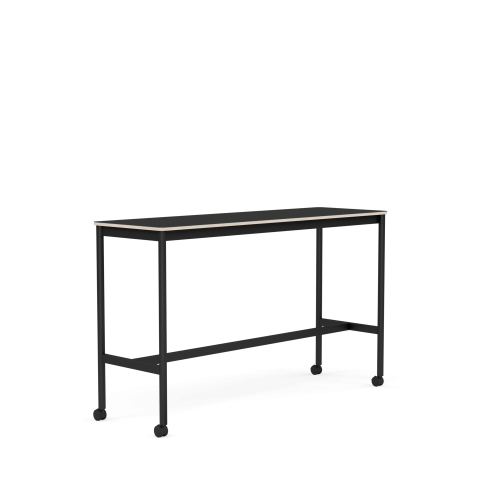 MUUTO stół barowy na kółkach BASE HIGH 160x50x95h czarny nanolaminat / sklejka / czarna podstawa