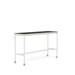 MUUTO stół barowy na kółkach BASE HIGH 160x50x95h czarny nanolaminat / sklejka / biała podstawa