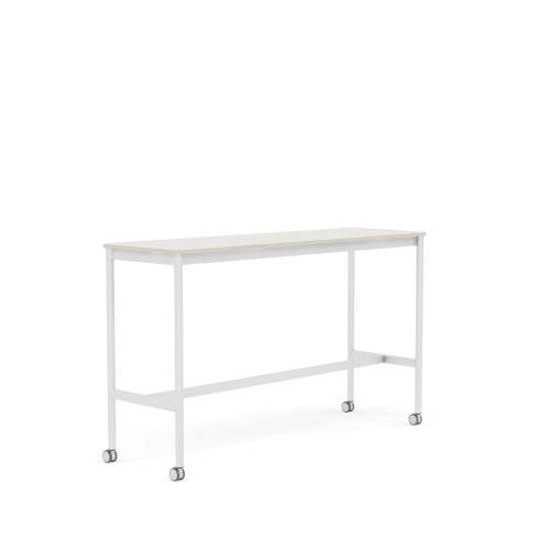MUUTO stół barowy na kółkach BASE HIGH 160x50x95h biały nanolaminat / sklejka / biała podstawa