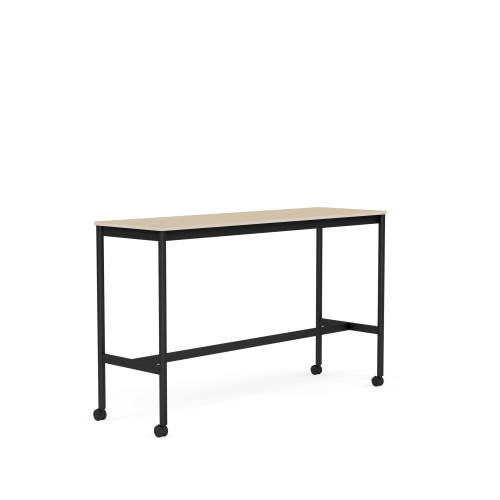 MUUTO stół barowy na kółkach BASE HIGH 160x50x95h fornir dębowy / sklejka / czarna podstawa