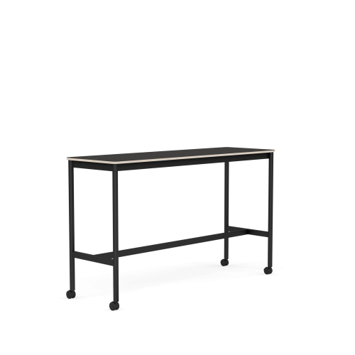 MUUTO stół barowy na kółkach BASE HIGH 160x50x95h czarne linoleum / sklejka / czarna podstawa 